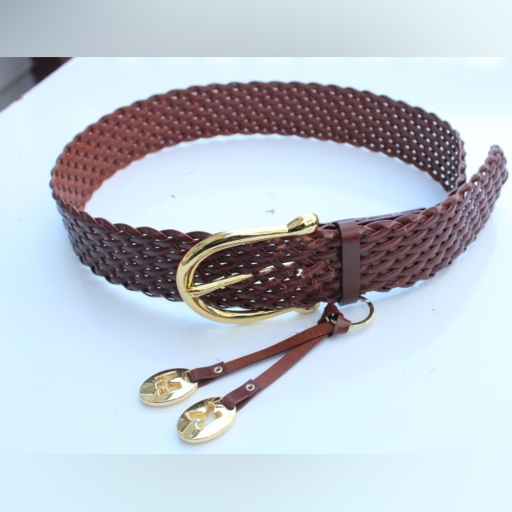 Michael Kors brown braided leather belt